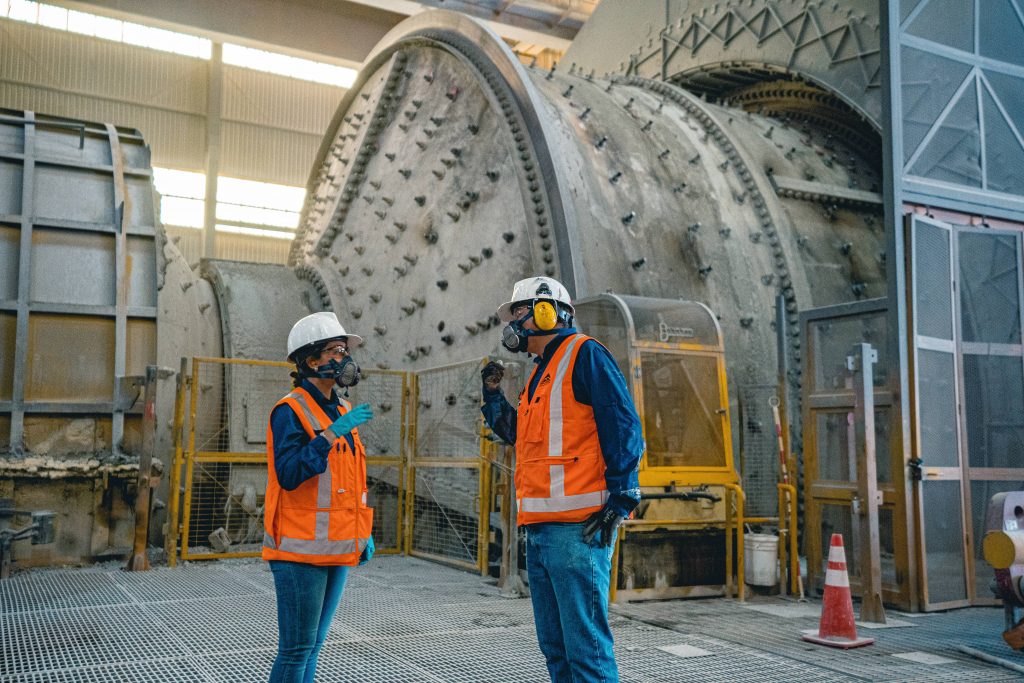 Two workers in hard hats