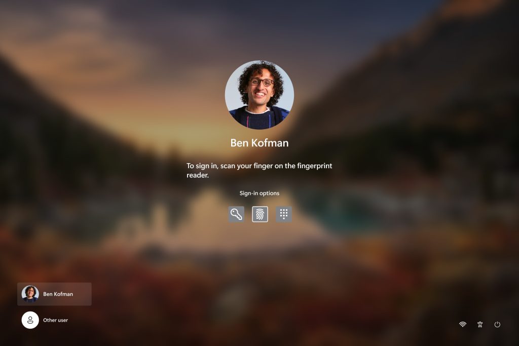 Windows Hello login screen