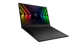 Razer Blade 15 open and facing right