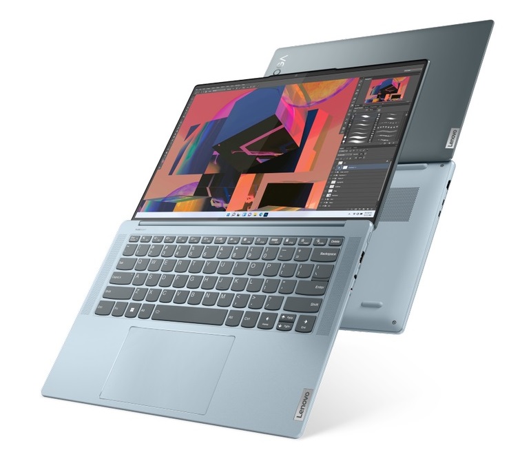 Lenovo Yoga Slim 7i Pro X PCs open and flat back to back