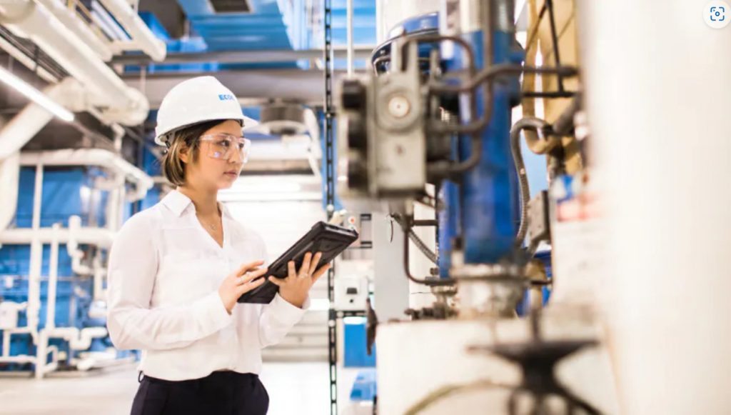 Woman on factory floor