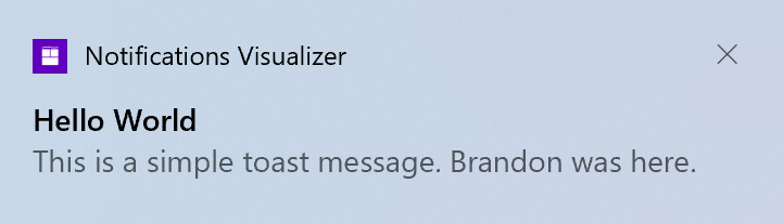 Notification toast with app logo at the top and X on the top right corner to quickly dismiss. 