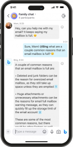 screenshot of family chat with help about email issue