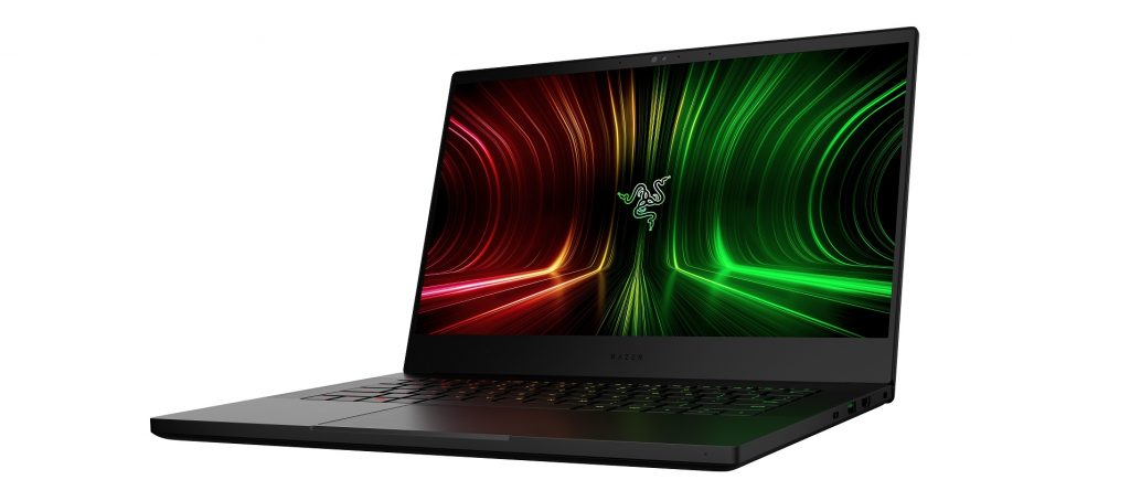 Razer Blade 14 open and facing left