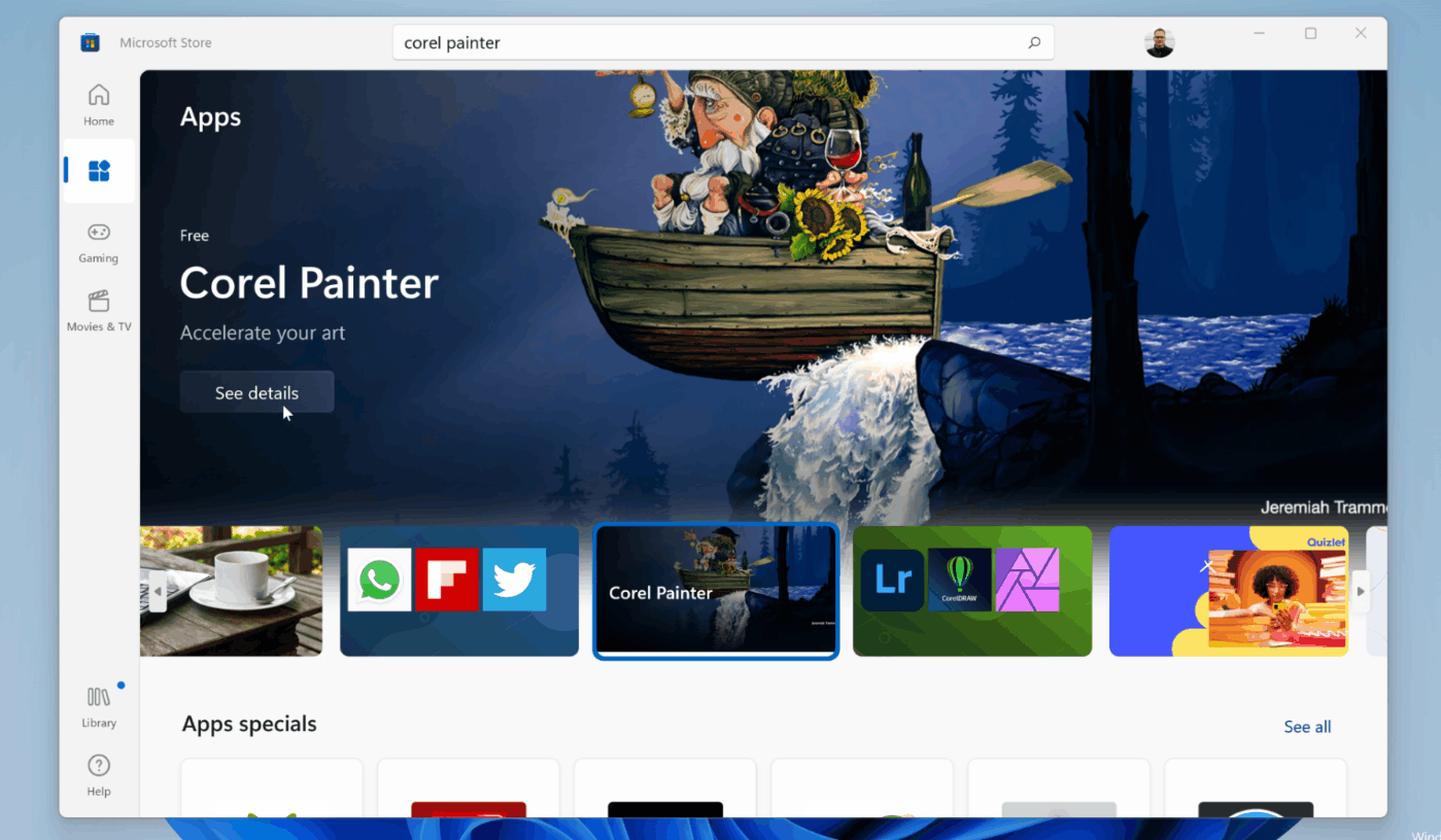 Animation of Microsoft Store