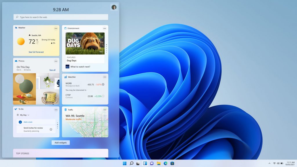 Entertainment widget in Windows 11