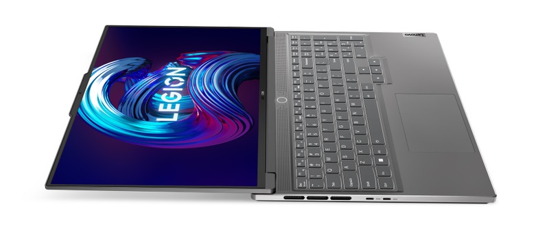 Lenovo Legion Slim 7 open and lying flat