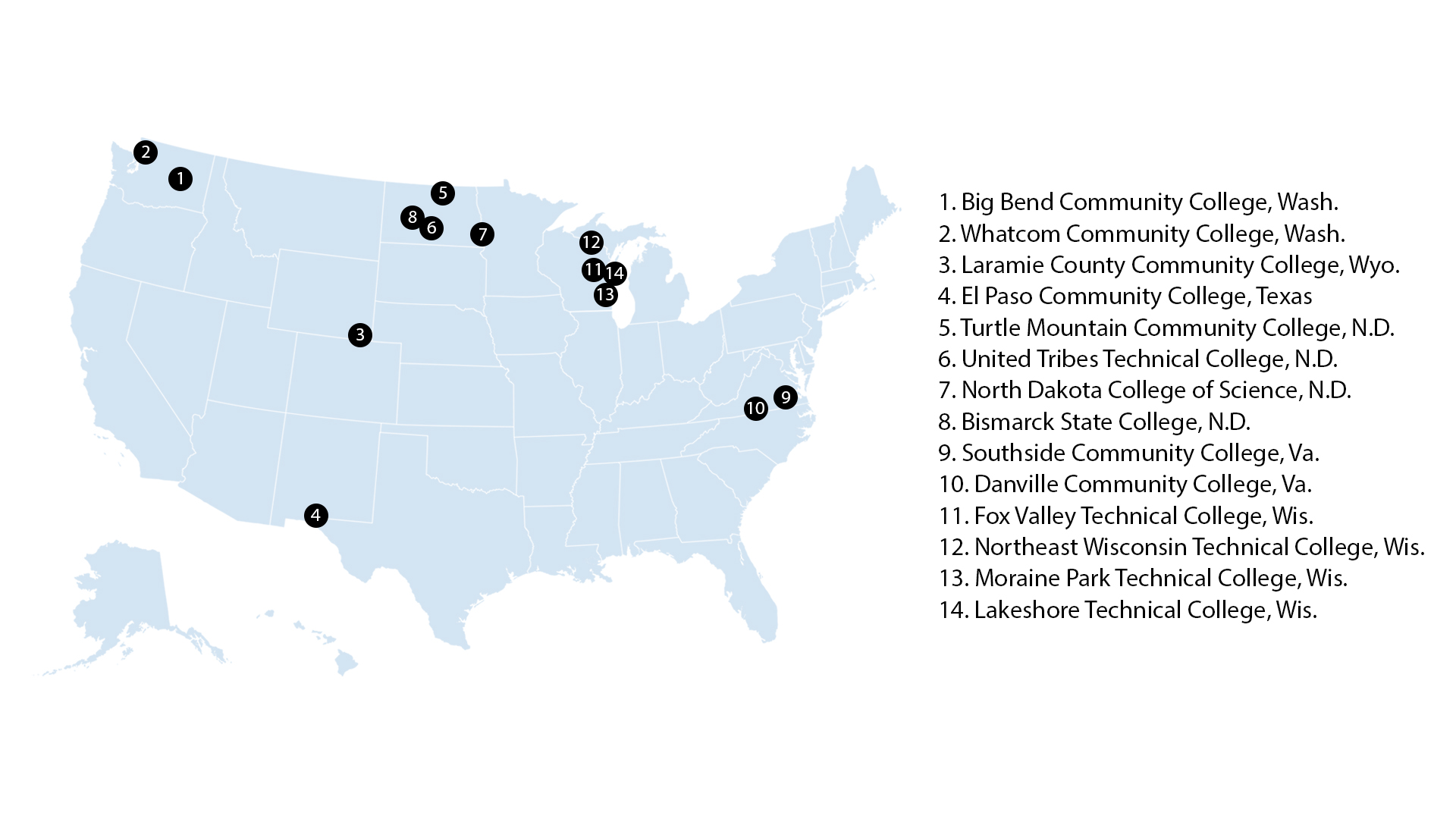 Map of US colleges with cybersecurity programs